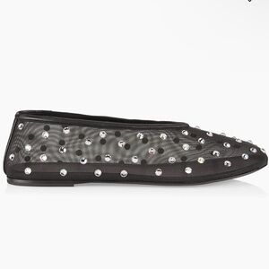 Khaite Marcy Crystal-Embellished Mesh Flats sz 8
